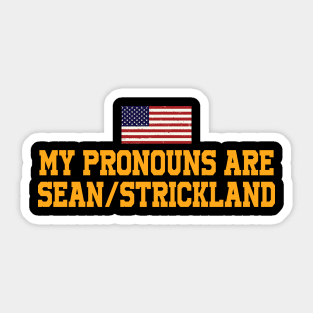 My Pronouns Are Sean, Strickland America Flag Sticker